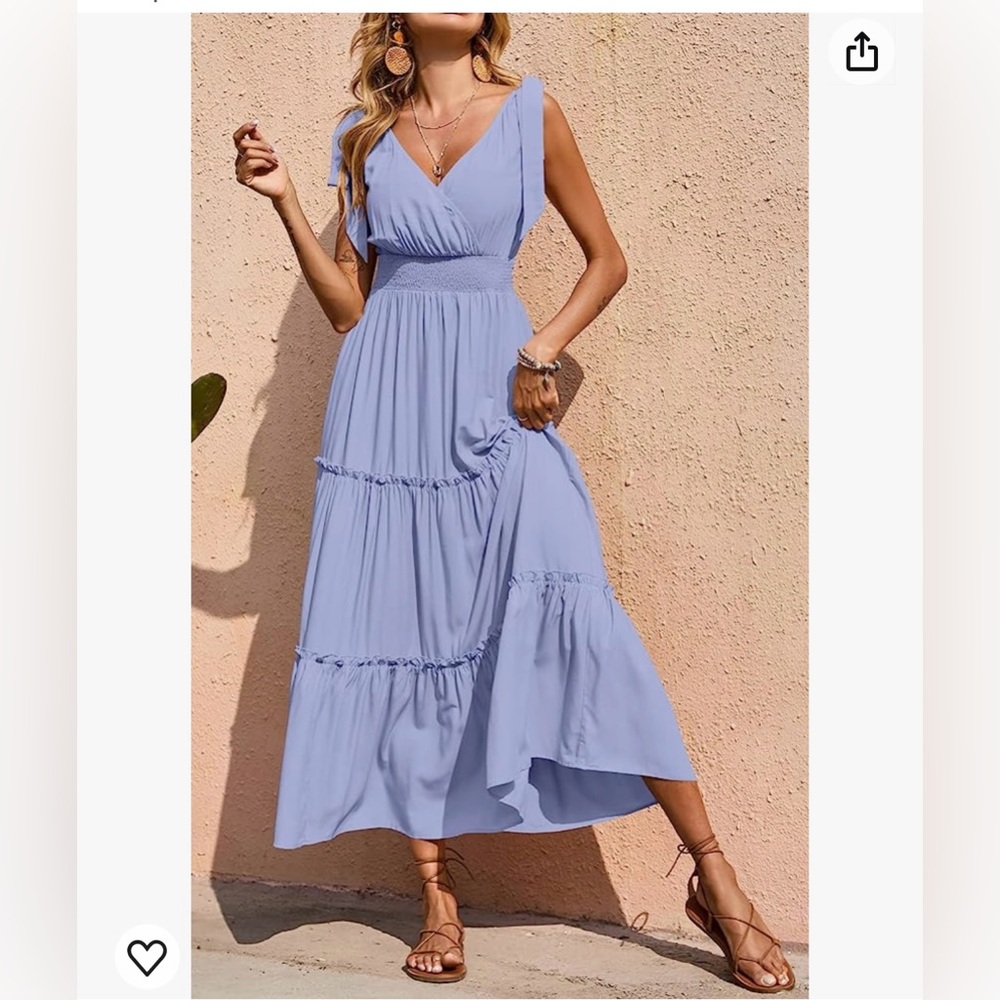 Baby blue tie strap maxi dress